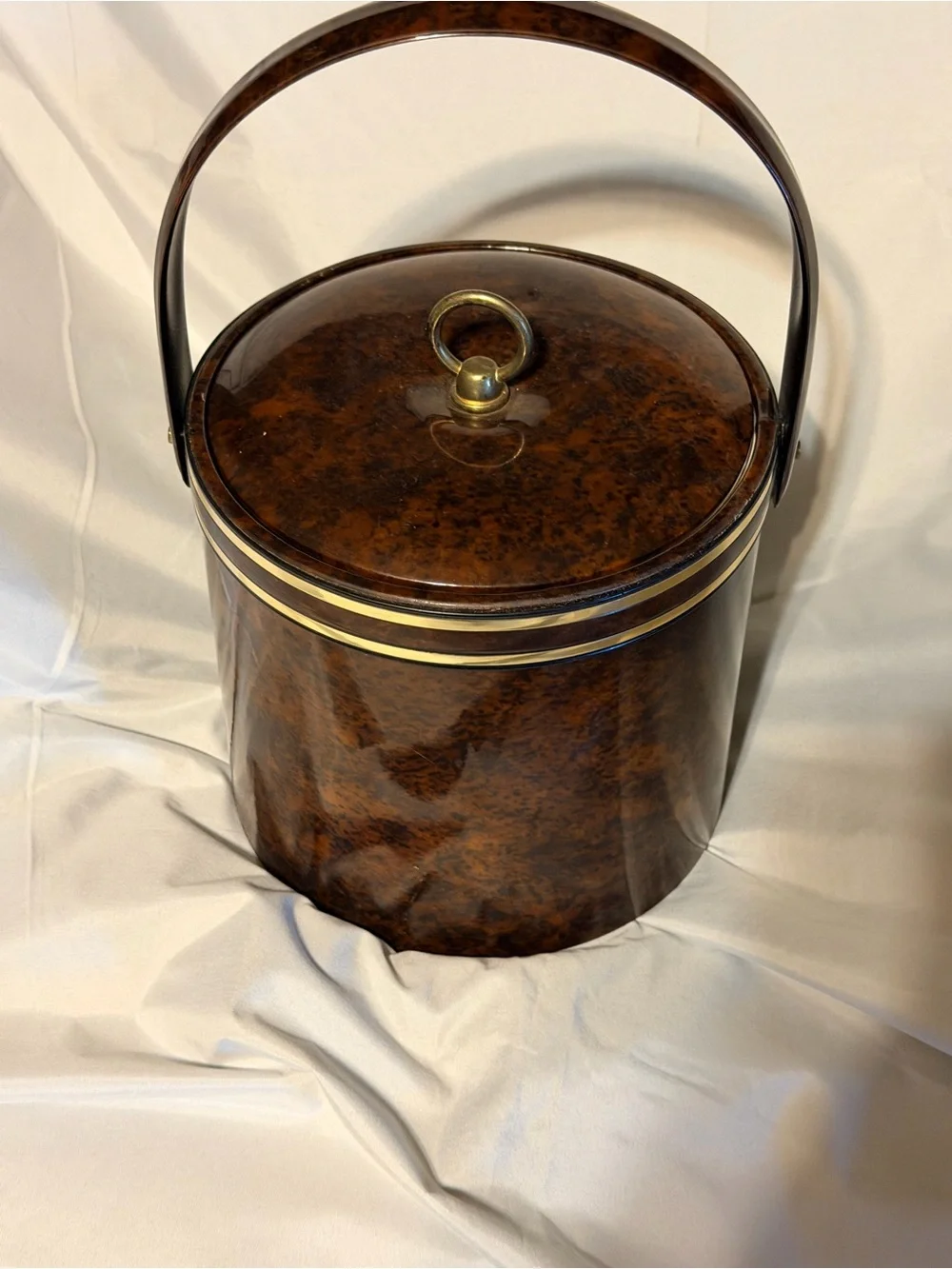 Vintage Georges Briard Faux Tortoise Ice Bucket Brass MCM Barware